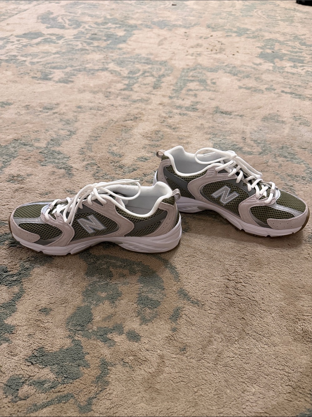 New Balance Olive Green and White Walking Sneakers